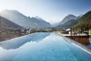 Excelsior Dolomites Life Resort Infinity Pool Dolomites Sky Spa © Michael Huber